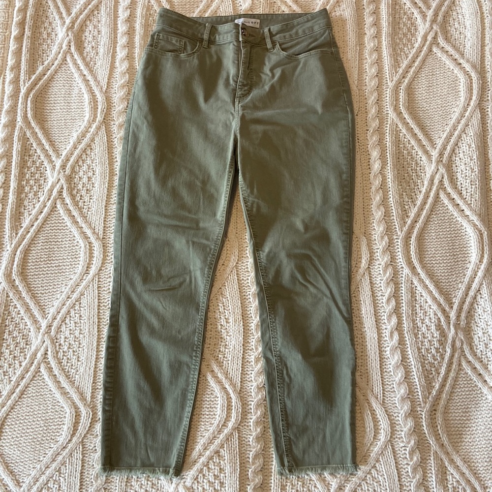LOFT Women's Ankle & Cropped Jeans in Olive Green